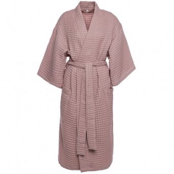 Халат вафельный женский Boho Kimono, пыльно-розовый фото 7