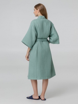 Халат вафельный женский Boho Kimono, зеленая мята фото 9