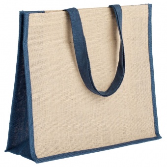 Холщовая сумка для покупок Bagari со светло-синей отделкой фото 