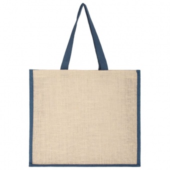 Холщовая сумка для покупок Bagari со светло-синей отделкой фото 