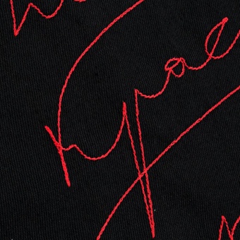 Холщовая сумка с вышивкой «Тонкая красная линия», черная фото 