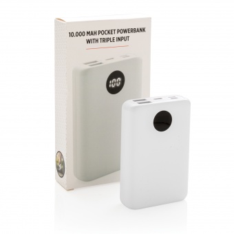 Карманный внешний аккумулятор с тройным входом, 10000 mAh фото 