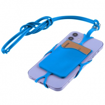 Картхолдер с креплением для телефона, синий фото 