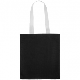Холщовая сумка BrighTone, черная с белыми ручками фото 