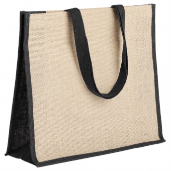 Холщовая сумка для покупок Bagari с черной отделкой фото 