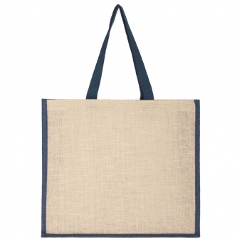 Холщовая сумка для покупок Bagari с синей отделкой фото 