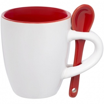 Кофейная кружка Pairy с ложкой, красная фото 