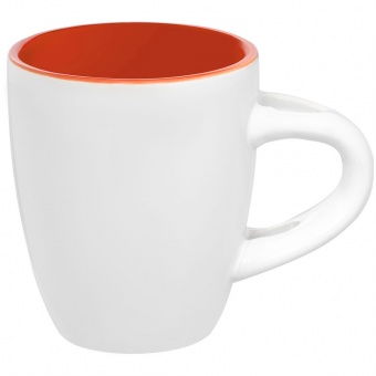 Кофейная кружка Pairy с ложкой, оранжевая с белой фото 