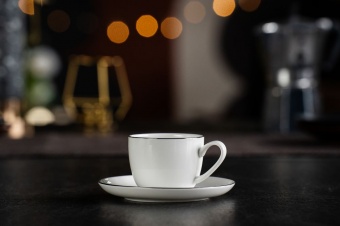 Кофейная пара Select, белая с серебристой отводкой фото 