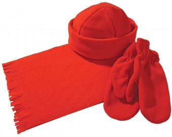 Комплект Unit Fleecy: шарф, шапка, варежки, красный фото 