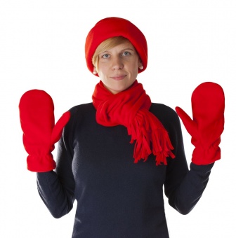 Комплект Unit Fleecy: шарф, шапка, варежки, красный фото 