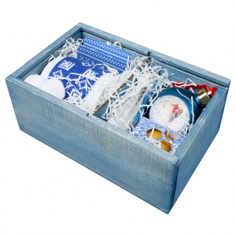 Коробка деревянная «Скандик», малая, синяя фото 