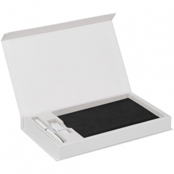 Коробка Horizon Magnet с ложементом под ежедневник, флешку и ручку, белая фото 