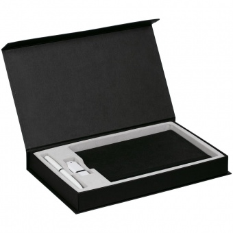Коробка Horizon Magnet с ложементом под ежедневник, флешку и ручку, черная фото 