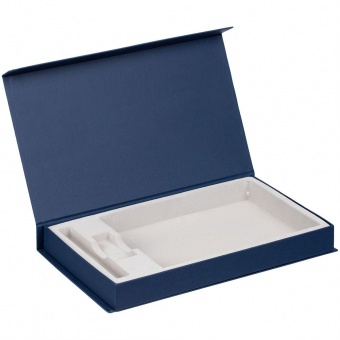 Коробка Horizon Magnet с ложементом под ежедневник, флешку и ручку, темно-синяя фото 