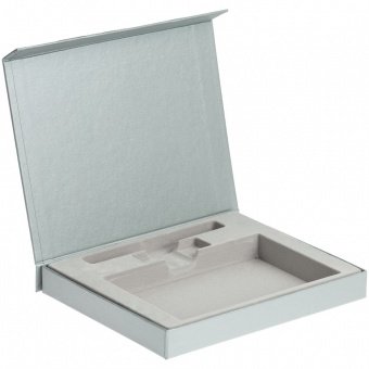 Коробка Memo Pad для блокнота, флешки и ручки, серебристая фото 