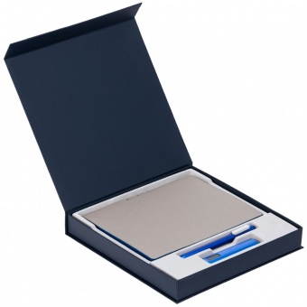 Коробка Memoria под ежедневник, аккумулятор и ручку, синяя фото 