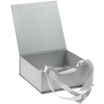 Коробка на лентах Tie Up, малая, серебристая фото 