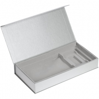 Коробка Planning с ложементом под набор с планингом, ежедневником, ручкой и аккумулятором, серебристая фото 