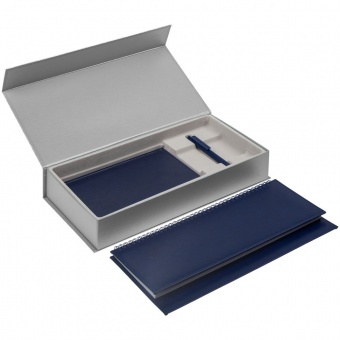 Коробка Planning с ложементом под набор с планингом, ежедневником и ручкой, серебристая фото 