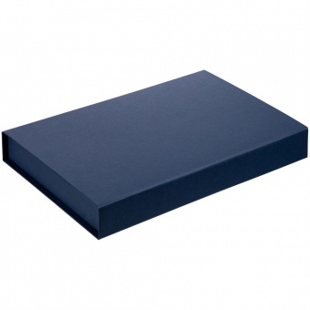 Коробка Silk с ложементом под ежедневник 13x21 см и ручку, синяя фото 