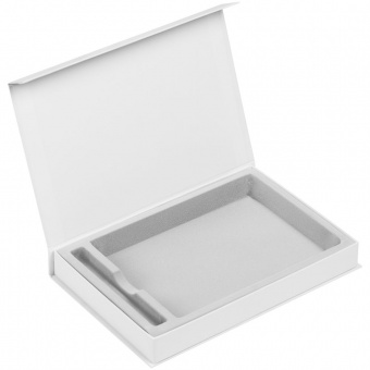 Коробка Silk с ложементом под ежедневник 15х21 см и ручку, белая фото 