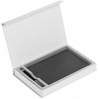 Коробка Silk с ложементом под ежедневник 15х21 см и ручку, белая фото 