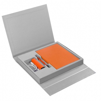 Коробка Status под ежедневник, аккумулятор и ручку, серебристая фото 