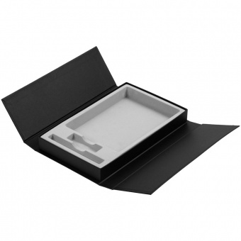Коробка Three Part с ложементом под ежедневник, флешку и ручку, черная фото 