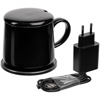 Кружка с подогревом и беспроводной зарядкой Dual Base, ver.2, черная фото 