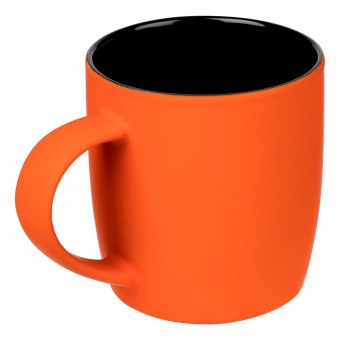 Кружка Surprise Touch Black c покрытием софт-тач, оранжевая фото 