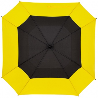 Квадратный зонт-трость Octagon, черный с желтым фото 