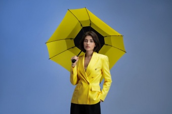 Квадратный зонт-трость Octagon, черный с желтым фото 
