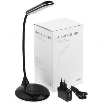 Лампа с беспроводной зарядкой Bright Helper, черная фото 