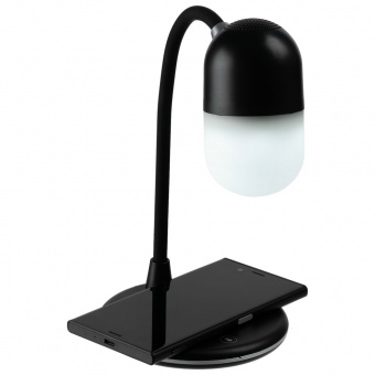 Лампа с колонкой и беспроводной зарядкой lampaTon, черная фото 6
