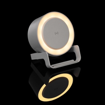 Лампа с колонкой и беспроводной зарядкой moonLight, белая фото 