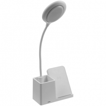 Лампа с органайзером и беспроводной зарядкой writeLight, белая фото 
