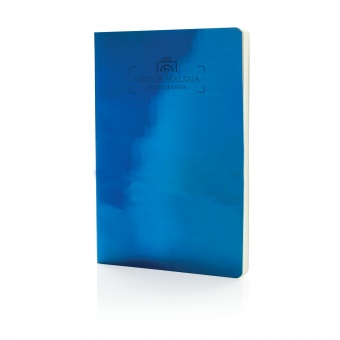 Металлизированный блокнот Deluxe A5, синий фото 