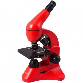Монокулярный микроскоп Rainbow 50L с набором для опытов, красный фото 