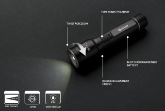 Мощный фонарь Gear X из переработанного алюминия RCS с аккумулятором, 10 Вт фото 