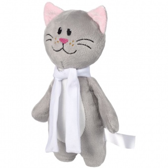 Мягкая игрушка Beastie Toys, котик с белым шарфом фото 