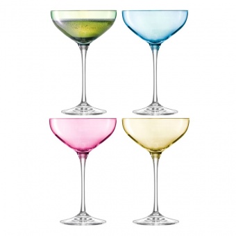 Набор из 4 бокалов для шампанского Polka Saucer, пастельный фото 