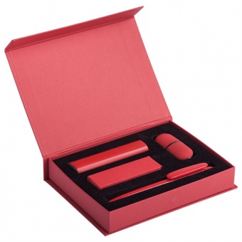 Набор Bond: аккумулятор, флешка и ручка, красный фото 