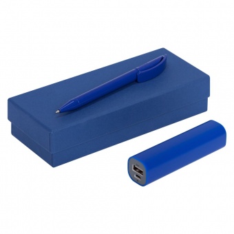 Набор Couple: аккумулятор и ручка, синий фото 