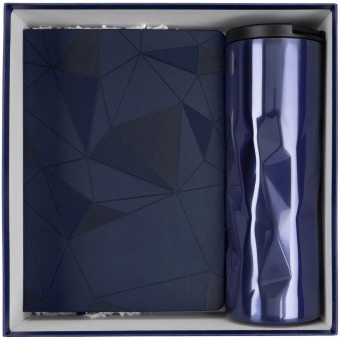 Набор Gems: ежедневник и термостакан, темно-синий фото 