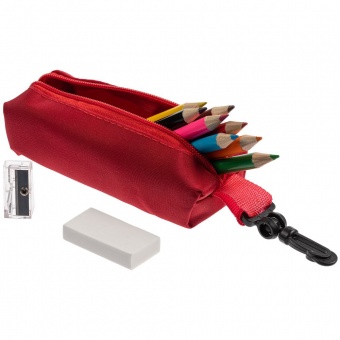 Набор Hobby с цветными карандашами, ластиком и точилкой, красный фото 