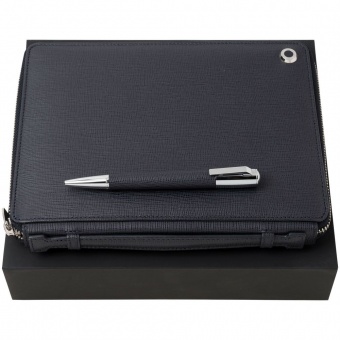 Набор Hugo Boss: папка c блокнотом А4 и ручка, темно-синий фото 