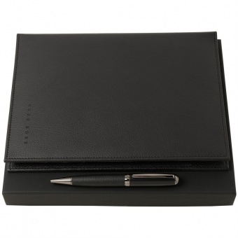 Набор Hugo Boss: папка с аккумулятором 8000 мАч и ручка, черный фото 