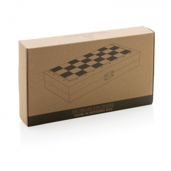 Набор настольных игр 3-в-1 в деревянной коробке FSC® фото 