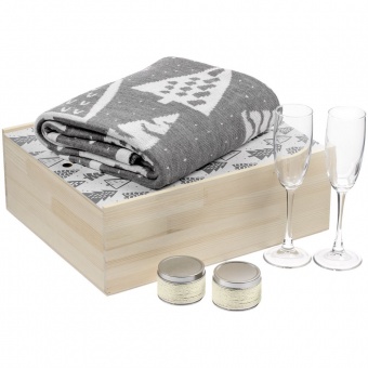 Набор с пледом и бокалами для шампанского «Снежность», ваниль фото 